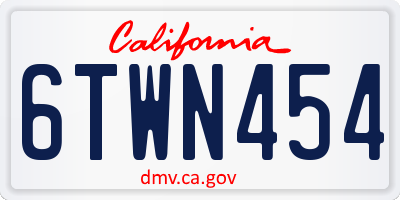 CA license plate 6TWN454