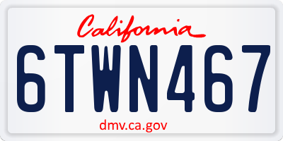 CA license plate 6TWN467