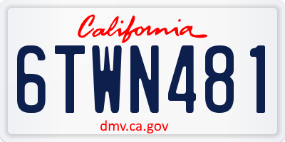 CA license plate 6TWN481