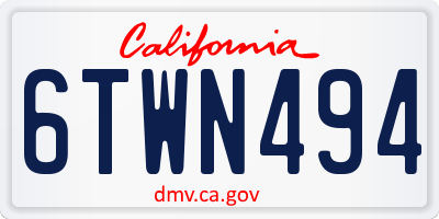 CA license plate 6TWN494