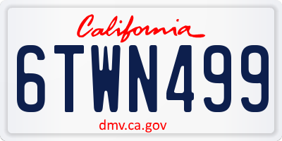 CA license plate 6TWN499