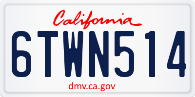 CA license plate 6TWN514