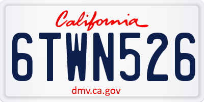 CA license plate 6TWN526