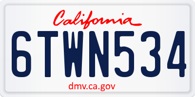 CA license plate 6TWN534