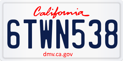 CA license plate 6TWN538