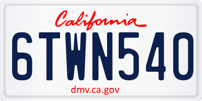 CA license plate 6TWN540