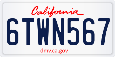 CA license plate 6TWN567