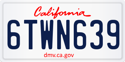 CA license plate 6TWN639