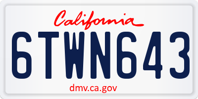 CA license plate 6TWN643