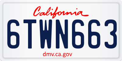 CA license plate 6TWN663