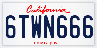 CA license plate 6TWN666