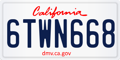 CA license plate 6TWN668