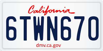 CA license plate 6TWN670