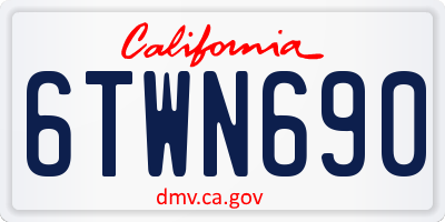 CA license plate 6TWN690
