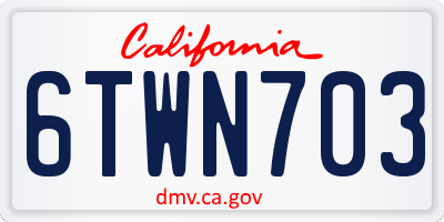 CA license plate 6TWN703