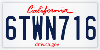 CA license plate 6TWN716