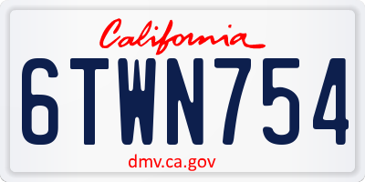 CA license plate 6TWN754