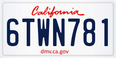 CA license plate 6TWN781
