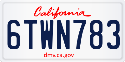 CA license plate 6TWN783