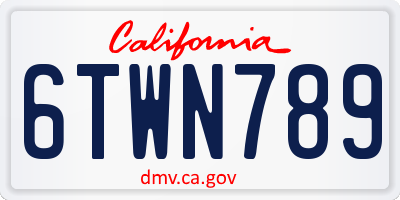 CA license plate 6TWN789