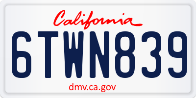 CA license plate 6TWN839