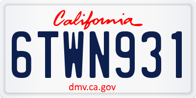 CA license plate 6TWN931