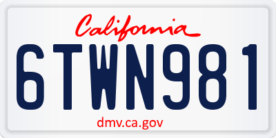 CA license plate 6TWN981