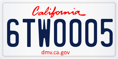 CA license plate 6TWO005