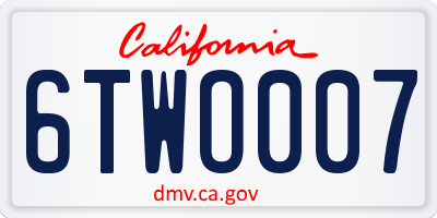 CA license plate 6TWO007