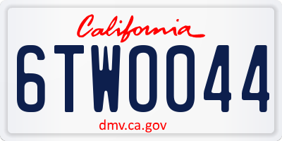 CA license plate 6TWO044