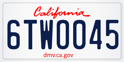 CA license plate 6TWO045