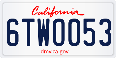 CA license plate 6TWO053