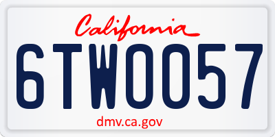 CA license plate 6TWO057