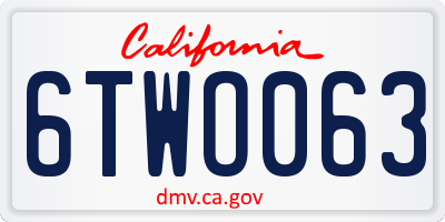 CA license plate 6TWO063