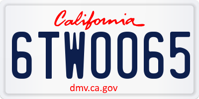 CA license plate 6TWO065