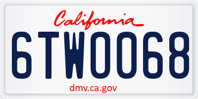 CA license plate 6TWO068