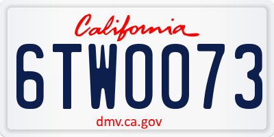 CA license plate 6TWO073