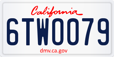 CA license plate 6TWO079