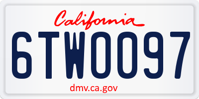 CA license plate 6TWO097