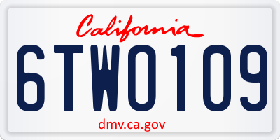 CA license plate 6TWO109