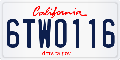 CA license plate 6TWO116