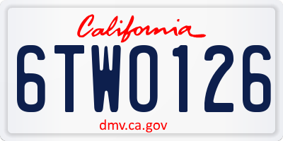 CA license plate 6TWO126