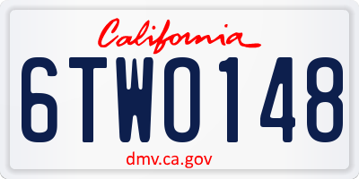 CA license plate 6TWO148