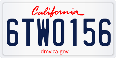 CA license plate 6TWO156