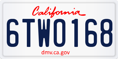 CA license plate 6TWO168