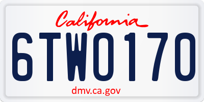 CA license plate 6TWO170