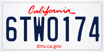 CA license plate 6TWO174