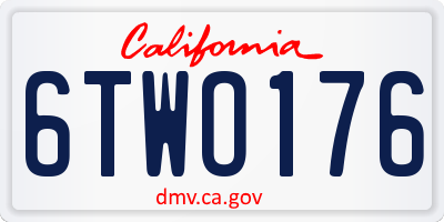 CA license plate 6TWO176