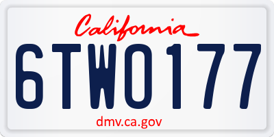 CA license plate 6TWO177