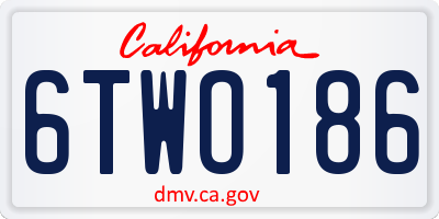 CA license plate 6TWO186